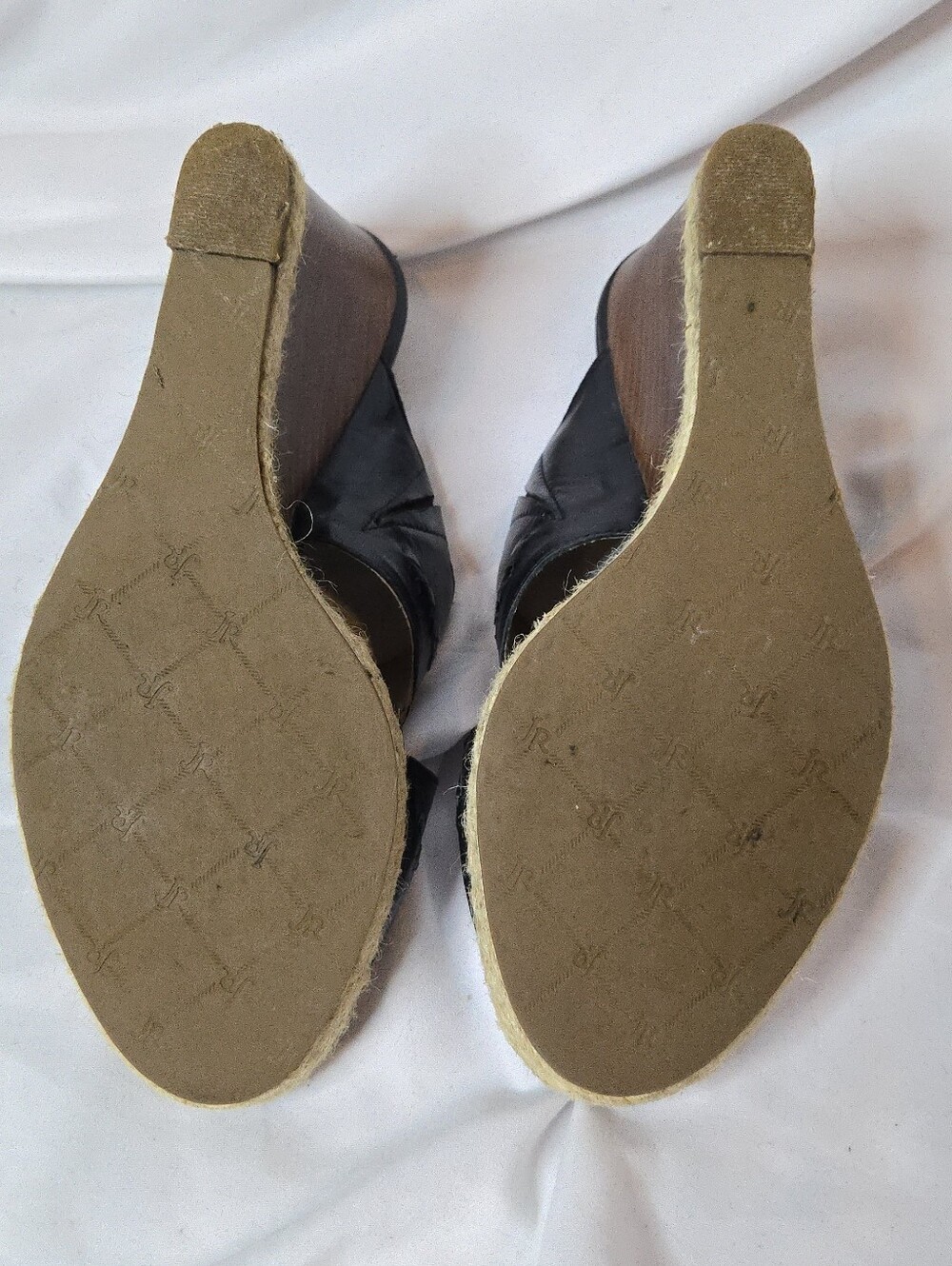 Jack Rogers Sophia Black Leather Women's 8 Espadrille Wedge Slide Sandals - Picture 8 of 9
